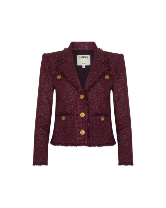  라장스 자켓 L'agence Sylvia 트위드 재킷 말벡/골드