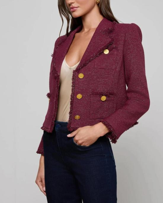  라장스 자켓 L'agence Sylvia 트위드 재킷 말벡/골드 - L'AGENCE