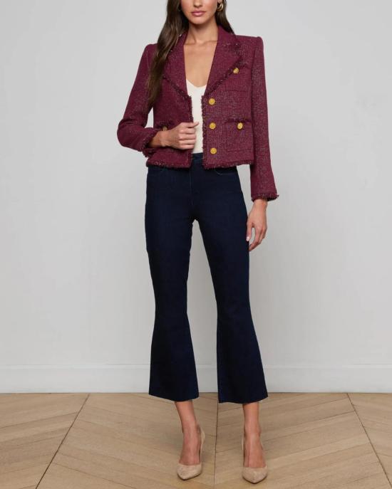  라장스 자켓 L'agence Sylvia 트위드 재킷 말벡/골드 - L'AGENCE