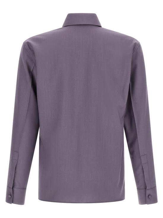 25FW 구찌 울 개버딘 클램프 슬림 셔츠 841624Z505F5388 Purple - GUCCI