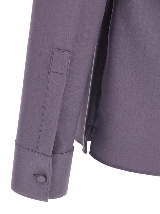 25FW 구찌 울 개버딘 클램프 슬림 셔츠 841624Z505F5388 PURPLE - GUCCI