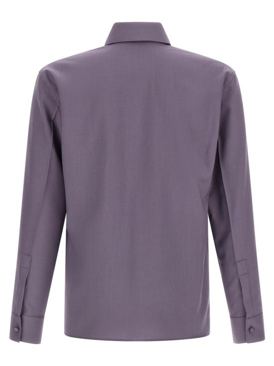 25FW 구찌 울 개버딘 클램프 슬림 셔츠 841624Z505F5388 PURPLE - GUCCI