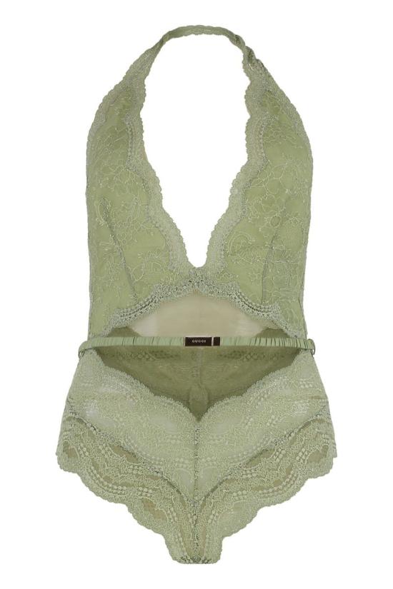 25FW 구찌 플로럴 에이스 튤 바디수트 839406XUANL 3196 GREEN