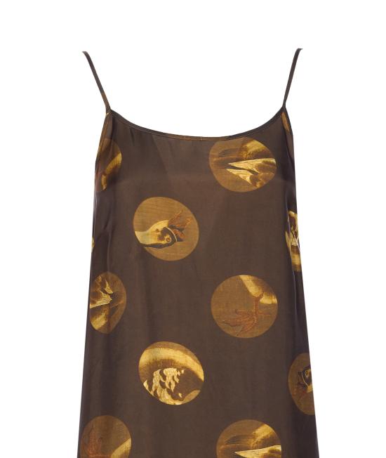 25FW 우마 왕 미디 원피스 UW5083 UW062 Brown tan - UMA WANG