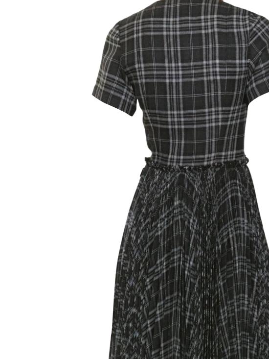 25FW 버버리 체크 울 블랜드킬트 미디 드레스 8116016 X ONYX GREY LT GREY CK - BURBERRY