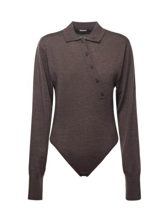 25FW 자크뮈스 바디수트 티셔츠 25HBSW00598AK00145 880 DARK BROWN