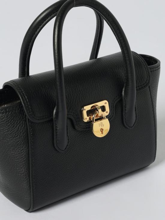 26SS 랄프 로렌 태너 페블 레더 스몰 사첼 토트백 431969349 002 Black - RALPH LAUREN
