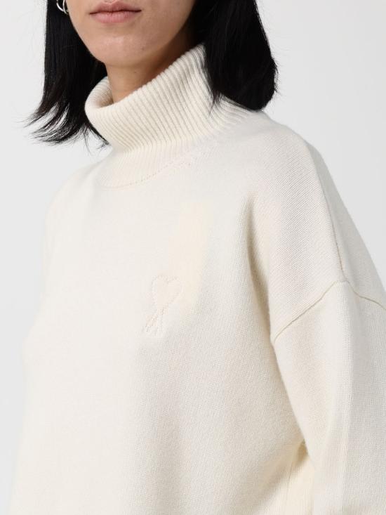 25FW 아미 ADC 울 캐시미어 퍼널넥 스웨터 ADC 울 캐시미어 퍼널넥  UKS821KN0071 185 White - AMI