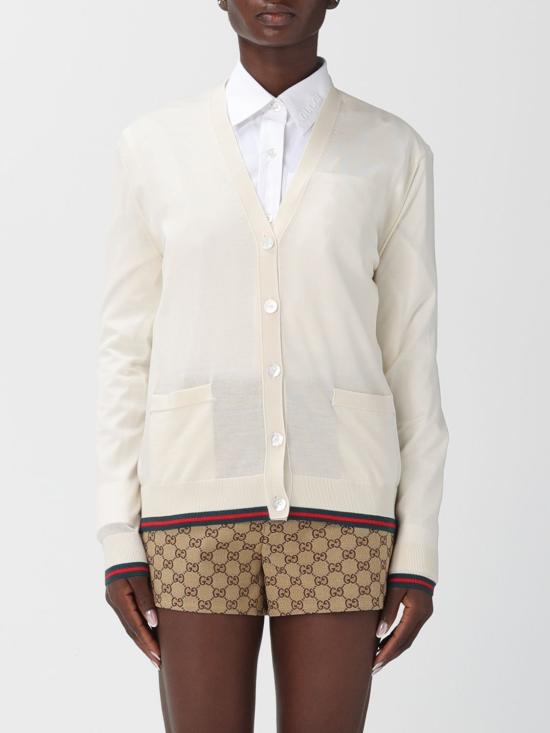 25FW 구찌 엑스트라 파인 캐시미어 실크 가디건 818588XKENL 9066 White