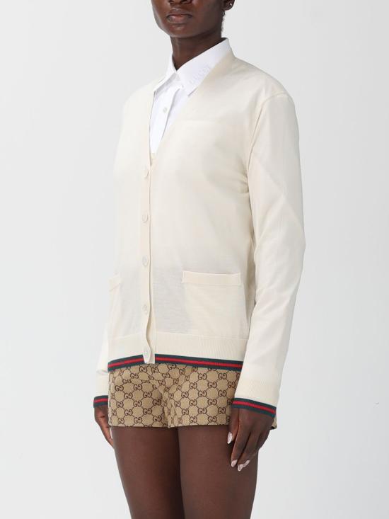 25FW 구찌 엑스트라 파인 캐시미어 실크 가디건 818588XKENL 9066 White - GUCCI