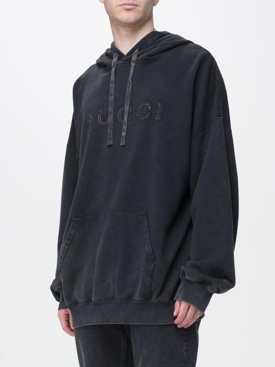 25FW 구찌 더블 코튼 저지 스웨트셔츠 795470XJHD3 1000 Black - GUCCI