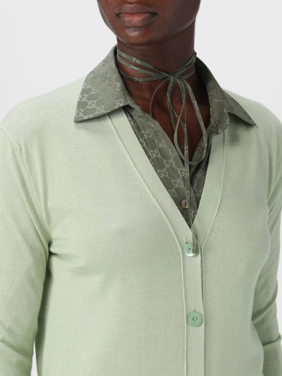 25FW 구찌 엑스트라 파인 캐시미어 실크 가디건 818588XKENL 3683 Green - GUCCI