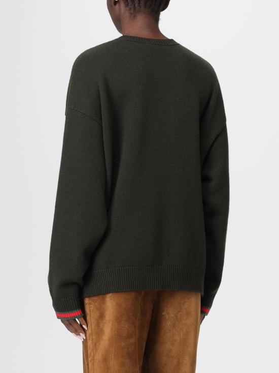 25FW 구찌 웹 캐시미어 울 스웨터 810341XKEWI 3271 Green - GUCCI
