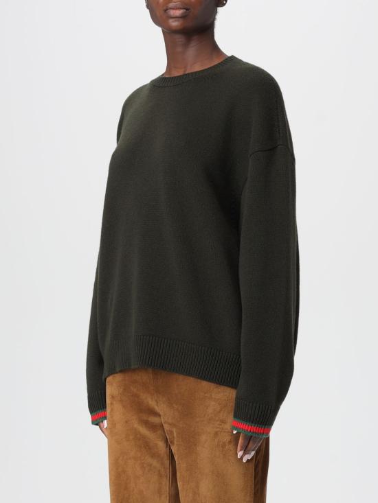 25FW 구찌 웹 캐시미어 울 스웨터 810341XKEWI 3271 Green - GUCCI