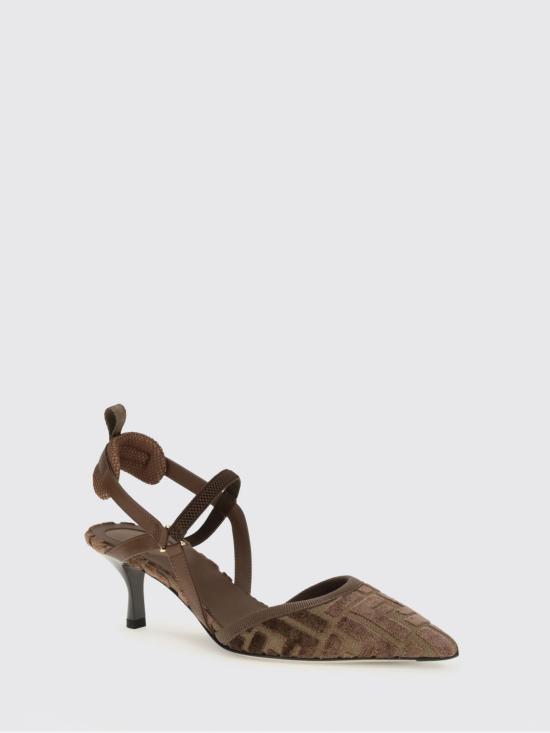 26SS 펜디 콜리브리 라이트 FF 패브릭 미디움 힐 슬링백 8J8362AOTP F1TPH Cocoa - FENDI