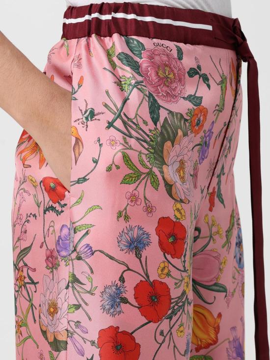 25FW 구찌 프린티드 실크 팬츠 프린티드 실크  837980Z7AUH 5057 Pink - GUCCI