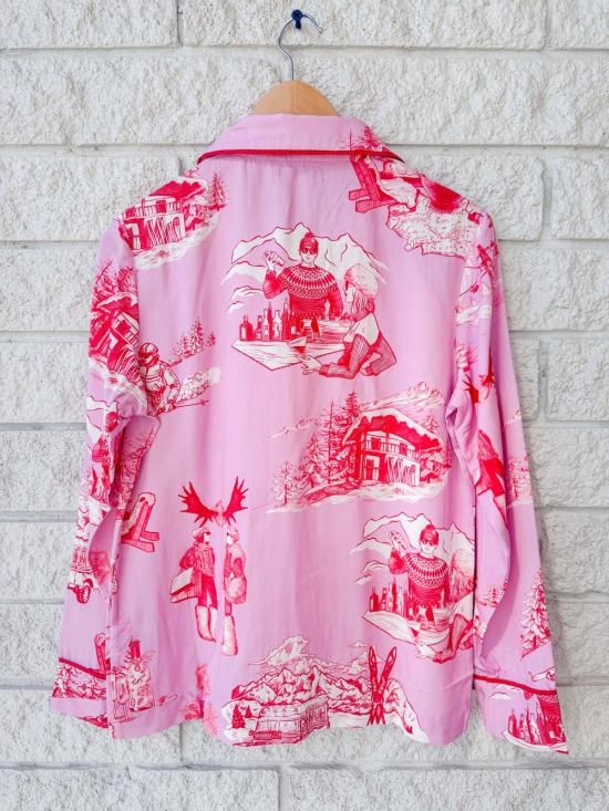  케이티 키메 언더웨어 에이프스 스키 투알 긴팔 파자마 팬츠 세트 라일락 크랜베리 - KATIE KIME