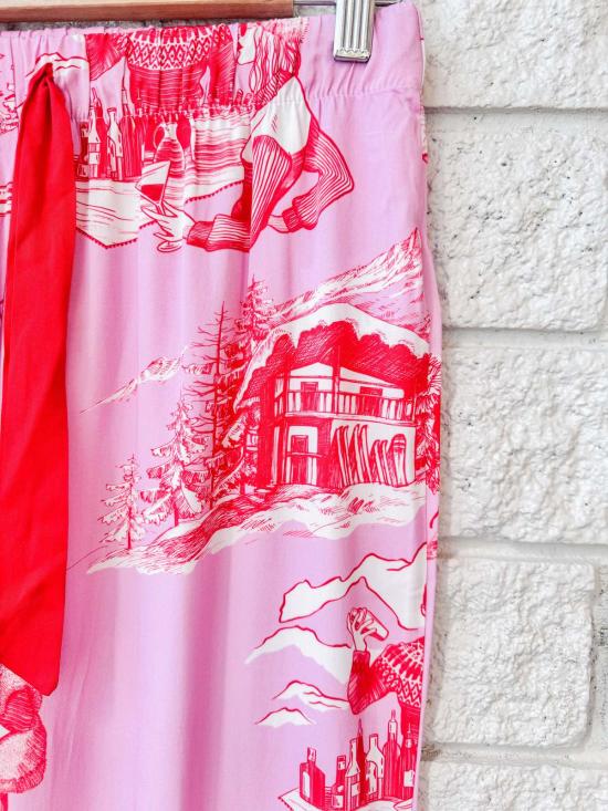  케이티 키메 언더웨어 에이프스 스키 투알 긴팔 파자마 팬츠 세트 라일락 크랜베리 - KATIE KIME