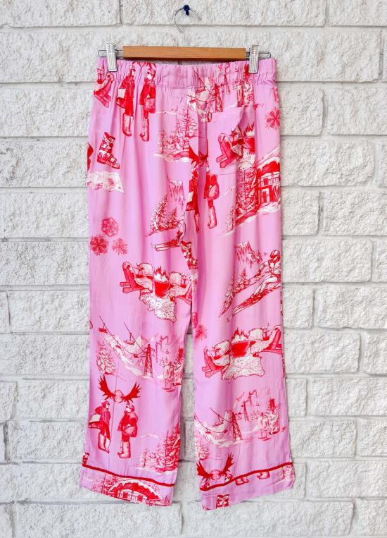  케이티 키메 언더웨어 에이프스 스키 투알 긴팔 파자마 팬츠 세트 라일락 크랜베리 - KATIE KIME