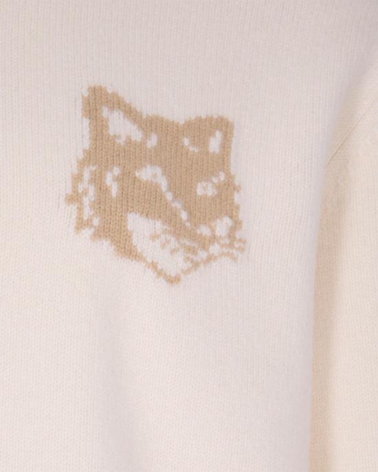 25FW 메종키츠네 폭스 헤드 인타르시아 메리노 스웨터 PM00816KM03290395 ECRU - MAISON KITSUNE