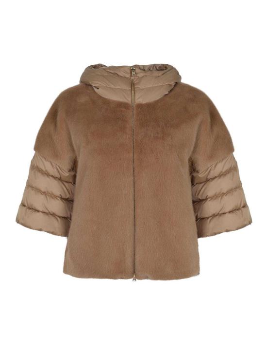 25FW 에르노 새틴 & 레이디 얼터너티브 퍼 케이프 다운 자켓 PI002132D12170Z 2157 Brown