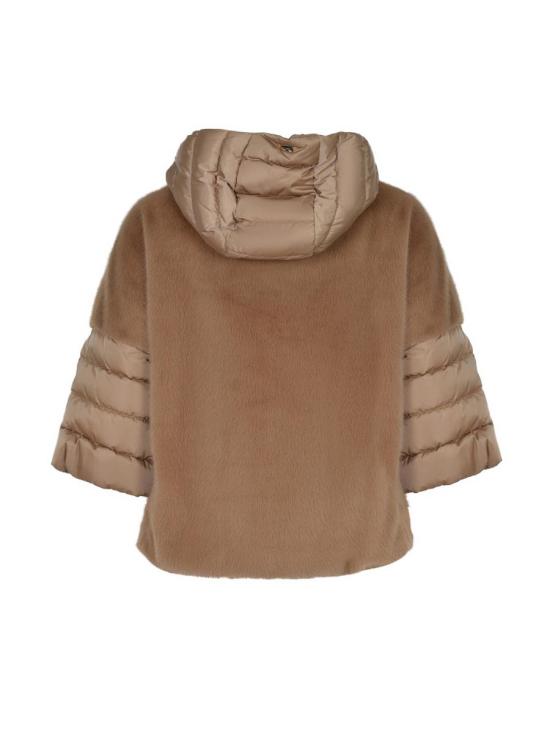 25FW 에르노 새틴 & 레이디 얼터너티브 퍼 케이프 다운 자켓 PI002132D12170Z 2157 Brown - HERNO