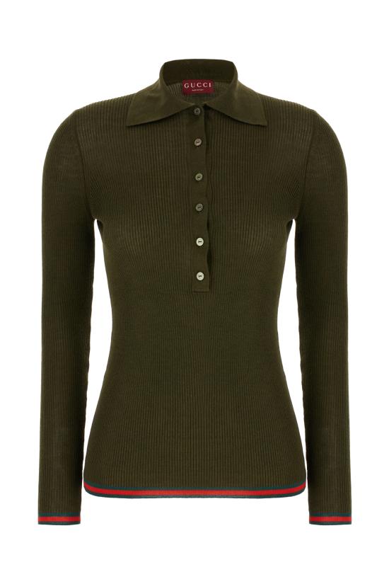 25FW 구찌 자수 캐시미어 실크 탑 810315XKD8J 3450 Verde