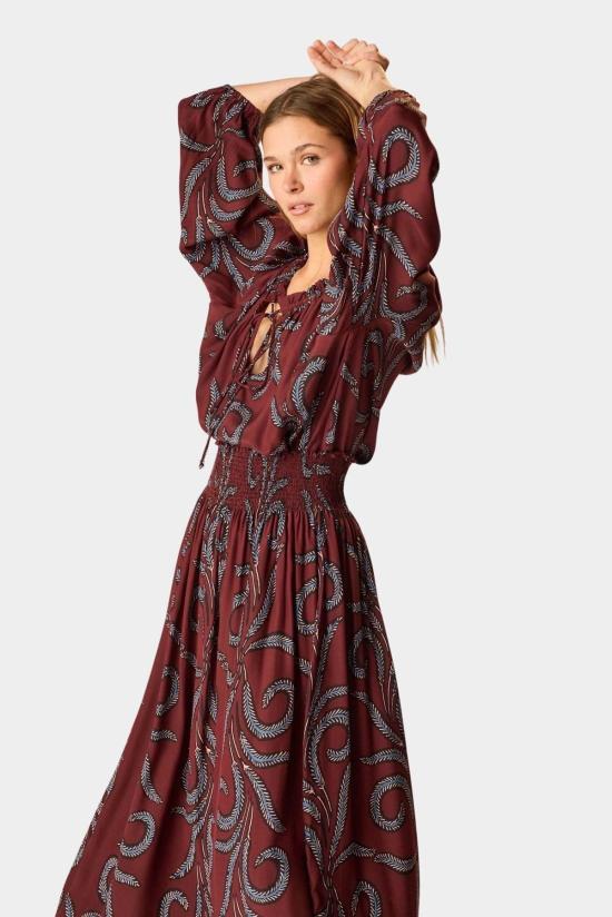  나탈리 마틴 롱 스커트 벨라 스커트 페더 보르도