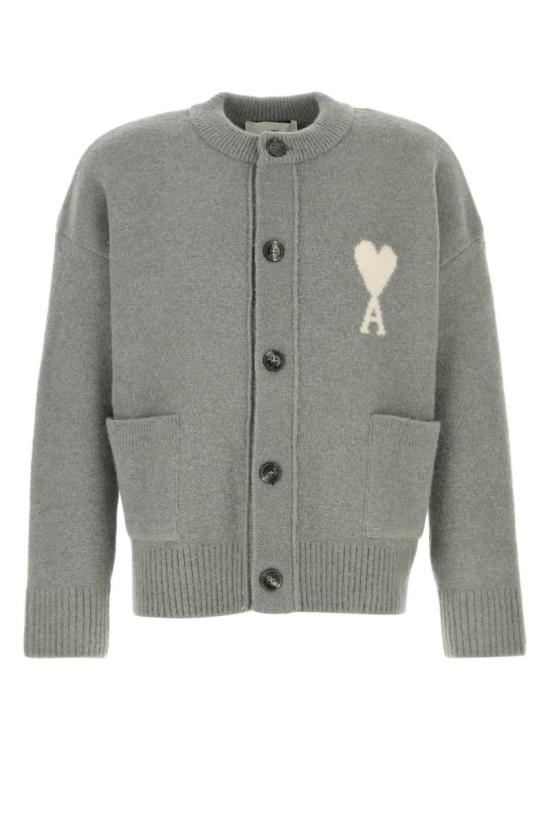 25FW 아미 ADC 하트 인타르시아 알파카 니트 가디건 UKC366KN0135 058 GREY