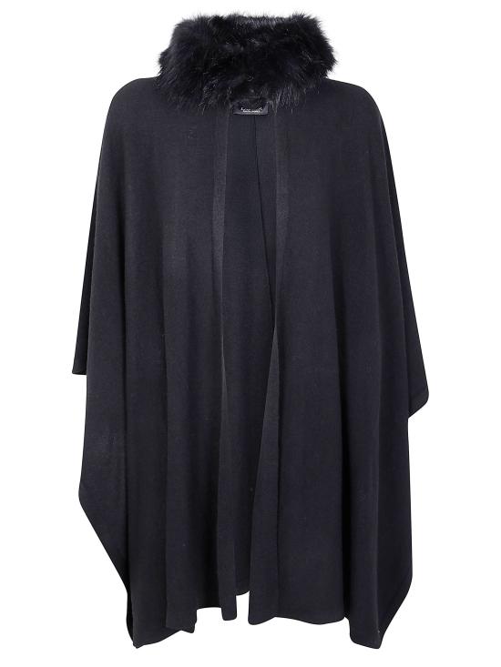 25FW 랄프 로렌 페이크 퍼 트리밍 케이프 코트 454P04531 001 BLACK - RALPH LAUREN