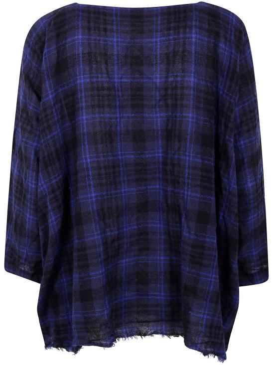 25FW 다니엘라 그레지스 블라우스 CA26I W364 097 10 6 BLUE BLACK CHINA TARTAN - DANIELA GREGIS
