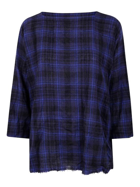 25FW 다니엘라 그레지스 블라우스 CA26I W364 097 10 6 BLUE BLACK CHINA TARTAN - DANIELA GREGIS