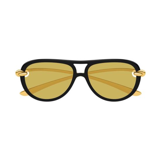 25FW 보테가베네타 선글라스 BV1418S 001 BLACK GOLD YELLOW - BOTTEGA VENETA