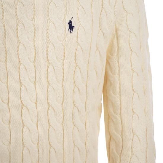  폴로 랄프로렌 로고 자수 케이블 니트 스웨터  710775885 CREAM - POLO RALPH LAUREN