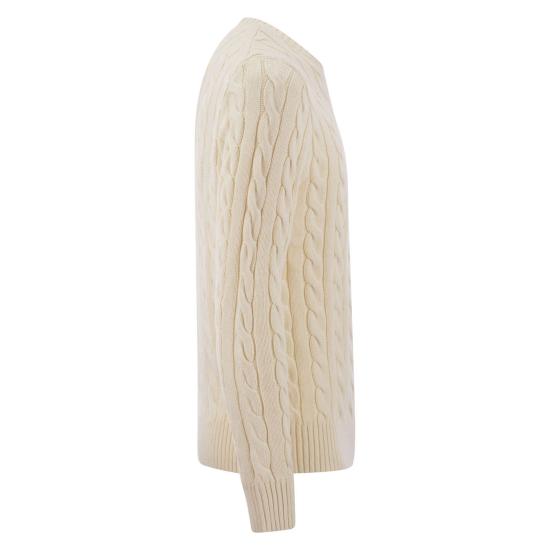  폴로 랄프로렌 로고 자수 케이블 니트 스웨터  710775885 CREAM - POLO RALPH LAUREN