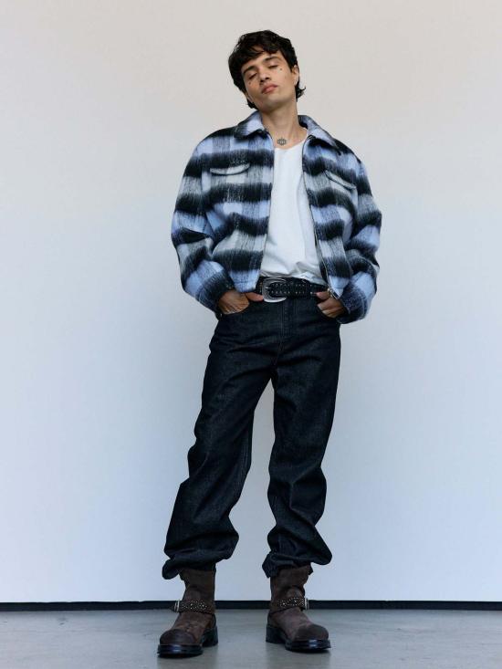  세컨드 레이어 데님 팬츠 세컨드/레이어 빈티지 블랙 스톤 워시 빅 파피 진 - SECOND/LAYER