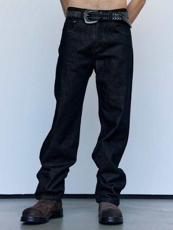  세컨드 레이어 데님 팬츠 세컨드/레이어 빈티지 블랙 스톤 워시 빅 파피 진