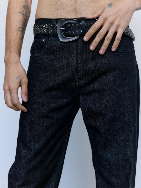  세컨드 레이어 데님 팬츠 세컨드/레이어 빈티지 블랙 스톤 워시 빅 파피 진 - SECOND/LAYER