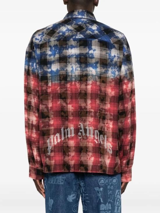 25FW 팜앤젤스 긴팔 셔츠 PMGE043F25FAB001 4525 BLUE RED - PALM ANGELS