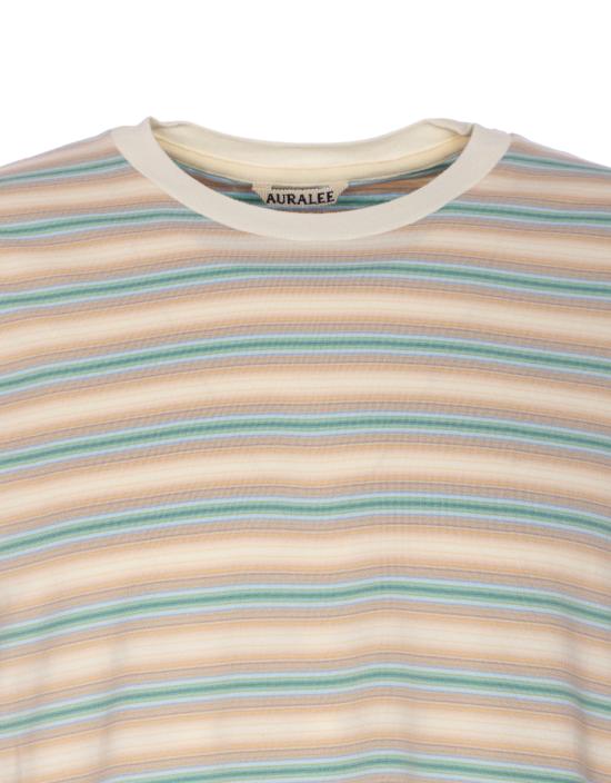 25FW 오라리 반팔 티셔츠 A25AT02GJ FADE BLUE STRIPE MultiColour - AURALEE