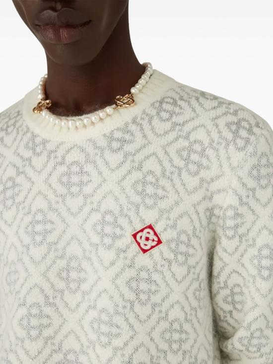 25FW 카사블랑카 스웨터 KW 104101 White - CASABLANCA