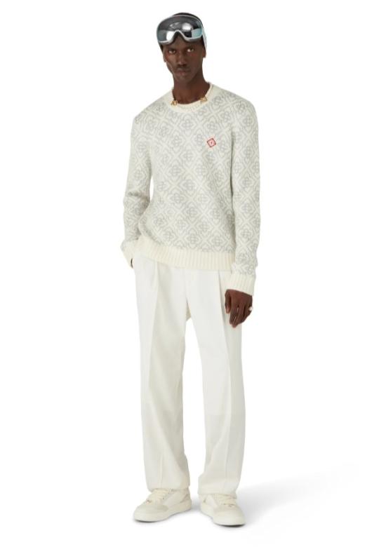 25FW 카사블랑카 스웨터 KW 104101 White - CASABLANCA