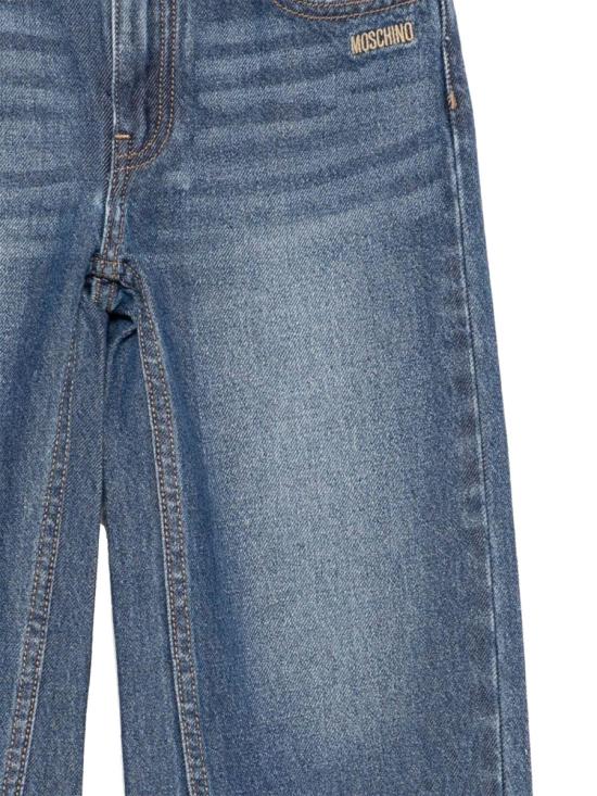 25FW [키즈] 모스키노 스트레이트 팬츠 HDP06MK L0E2940244 BLUE - MOSCHINO