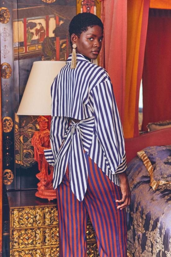  사이먼밀러 블라우스 사이먼 밀러 로크 팝린 버튼업 셔츠 네이비/크림