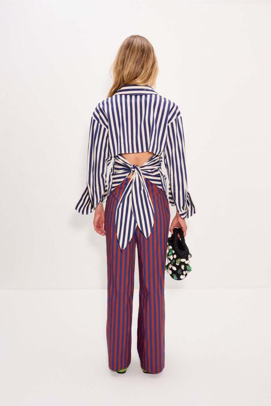  사이먼밀러 블라우스 사이먼 밀러 로크 팝린 버튼업 셔츠 네이비/크림 - SIMONMILLER