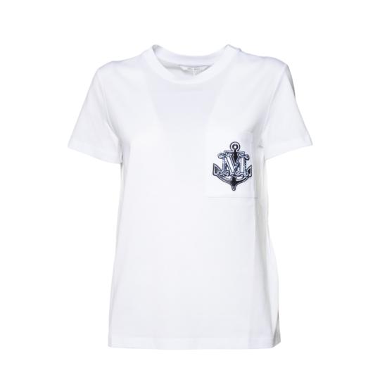 25FW 막스마라 ACACIA 아카시아 앵커 로고 자수 반팔 티셔츠 2511941031600 007 White