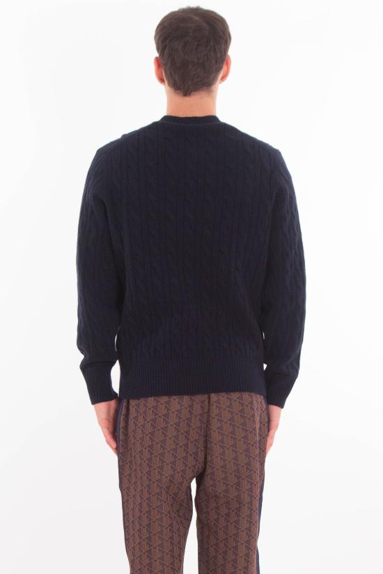 25FW 라코스테 케이블 크루넥 울 니트 AH2924 166 Blue - LACOSTE