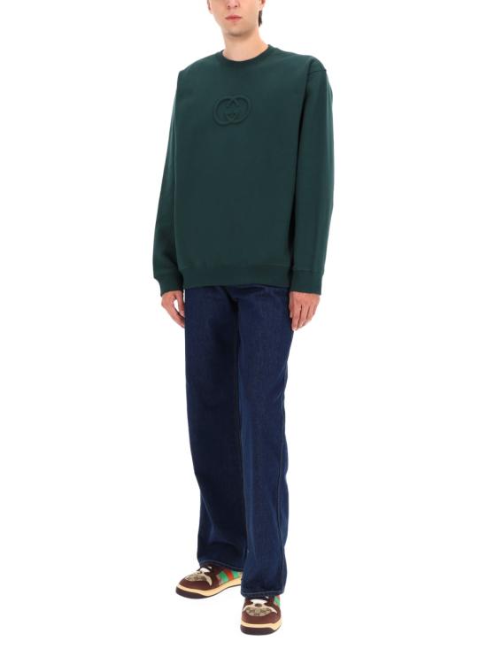 26FW 구찌 브러시드 코튼 저지 스웨트셔츠 848737 XJHKI3348 GREEN - GUCCI