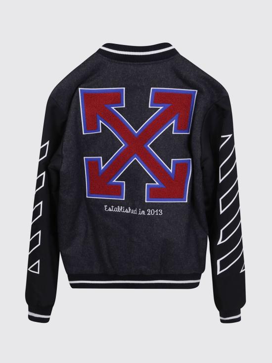 25FW [키즈] 오프화이트 캐주얼 자켓 OBEH001F25FAB001 0725 Black - OFF WHITE