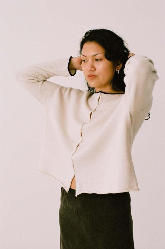  Francie 가디건 프랜시 돌스 트리밍 카디건 아이보리/블랙 - OTHER BRANDS